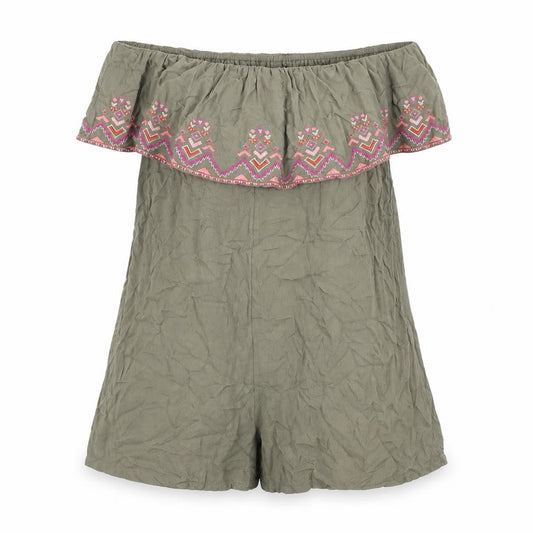 Accessorize Womens Green Viscose Romper One-Piece Size M Pullover - Embroidered Detail