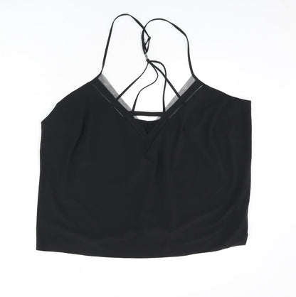 Additional front view of Autograph women’s black polyester camisole tank, size UK 22, v-neck