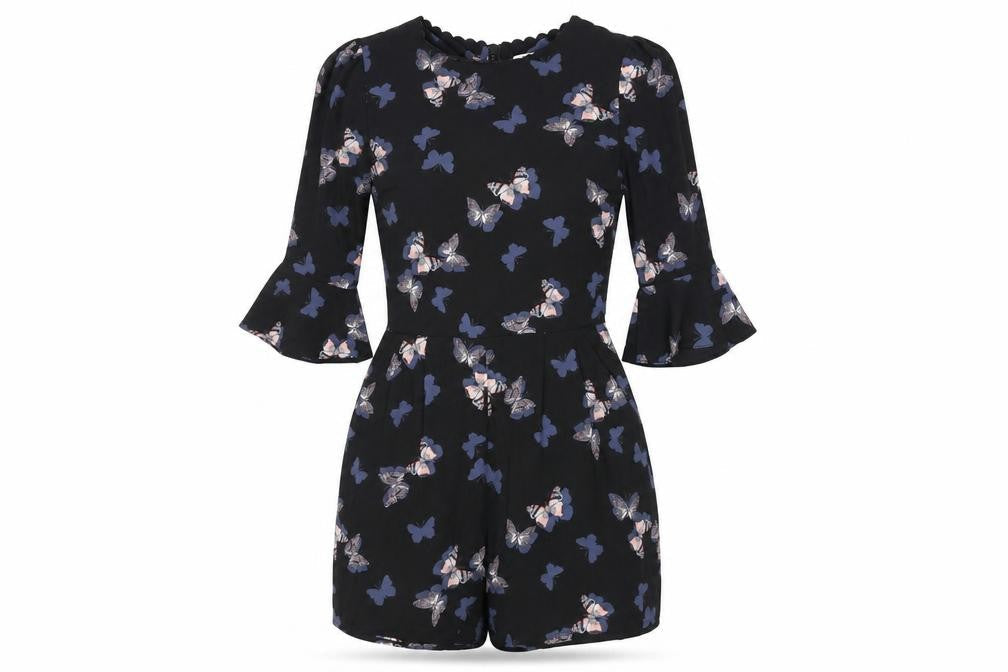 Oasis Womens Black Geometric Polyester Romper One-Piece Size 6 L3 in Zip