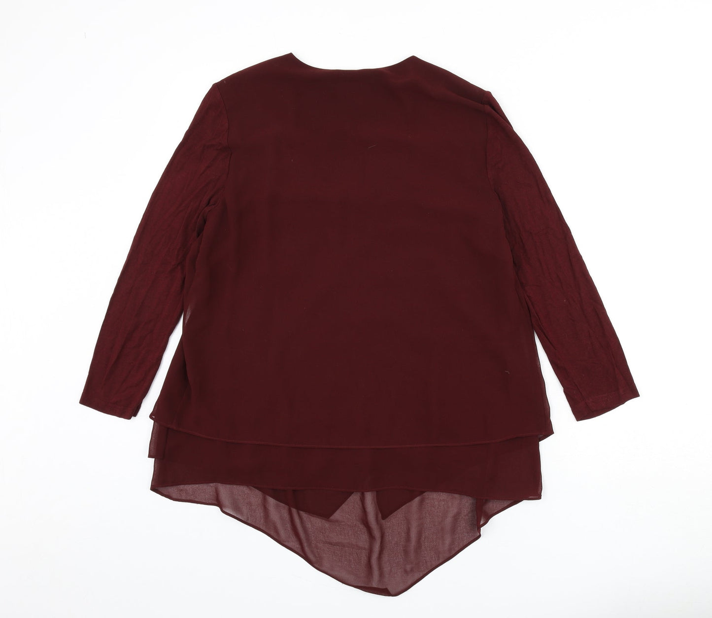 Phase Eight Womens Red Polyester Basic Blouse Size 10 V-Neck