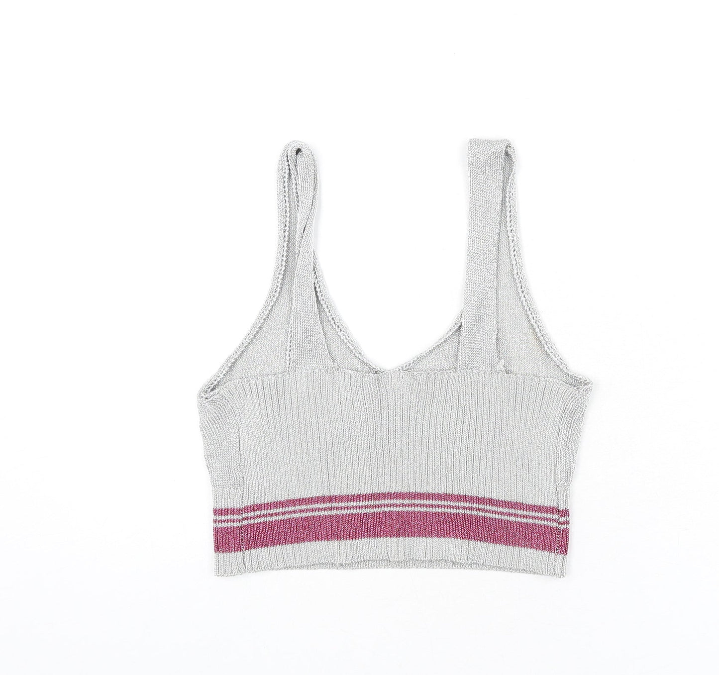 Topshop Womens Silver Polyester Camisole Tank Size 14 V-Neck - Cropped