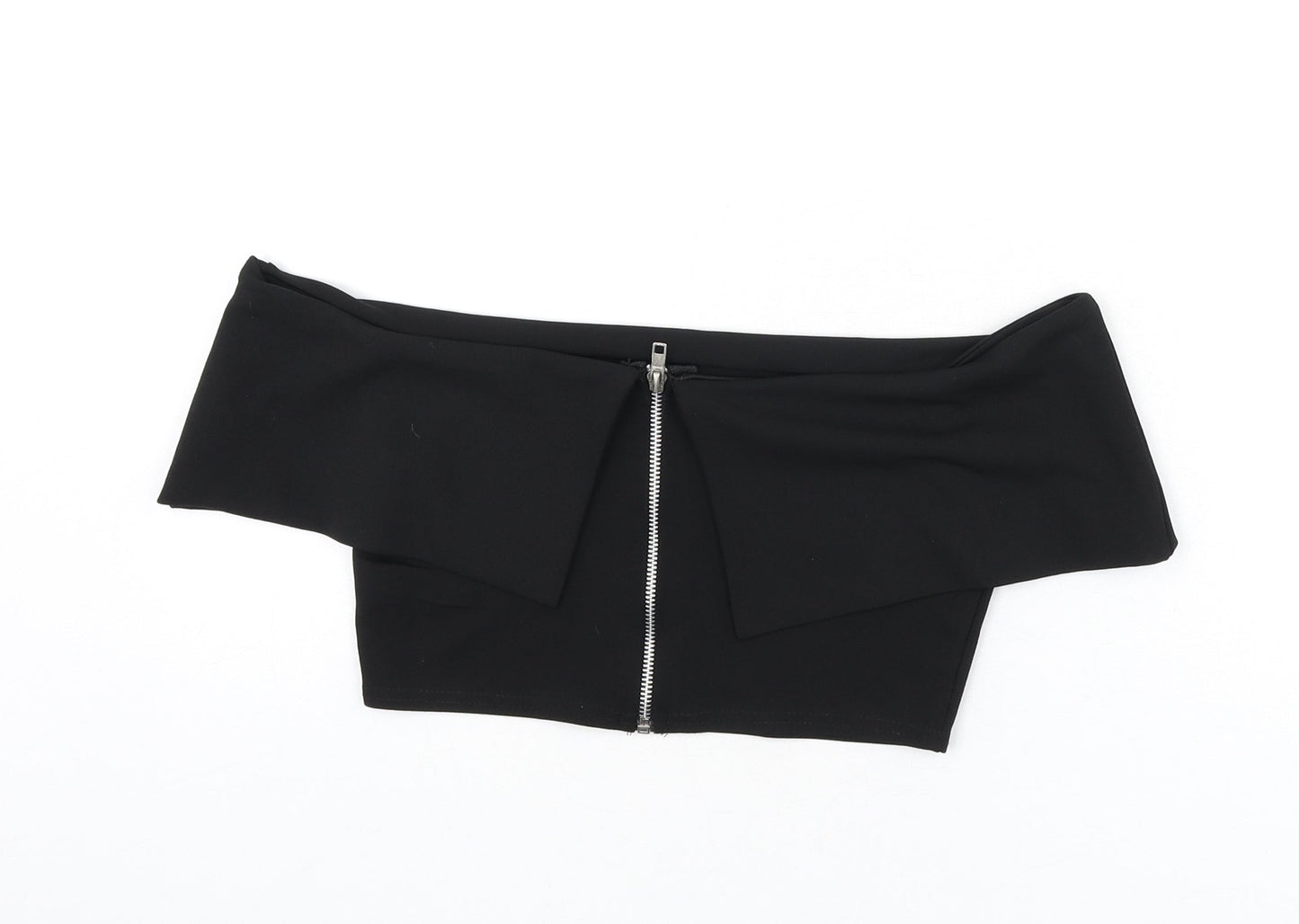 Missguided Womens Black Polyester Cropped Blouse Size 10 Off the Shoulder - Bardot, Cropped