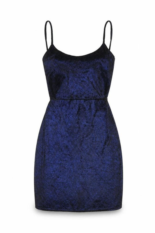 PRETTYLITTLETHING Womens Blue Polyester Bodycon Size 8 Scoop Neck Tie - Mini