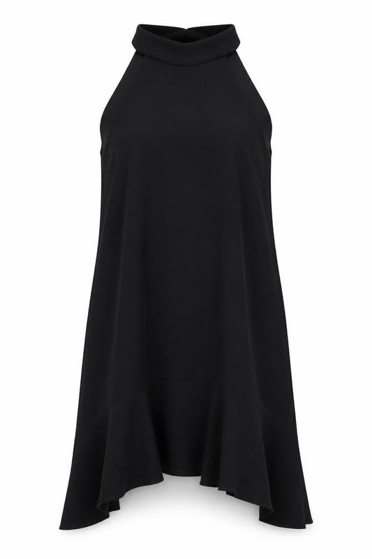 River Island Womens Black Polyester A-Line Size 10 Round Neck Tie - Asymmetric Hem