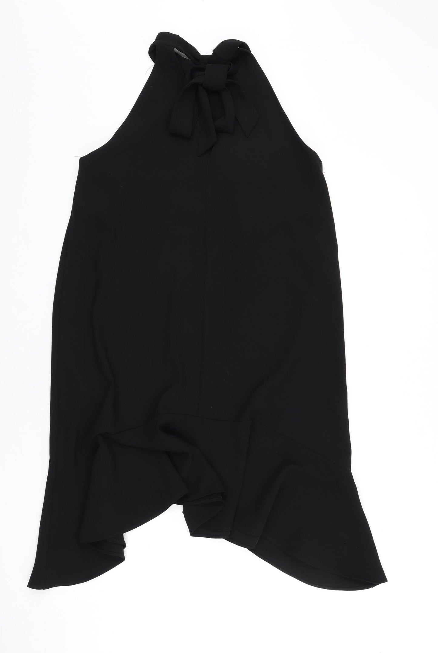 River Island Womens Black Polyester A-Line Size 10 Round Neck Tie - Asymmetric Hem