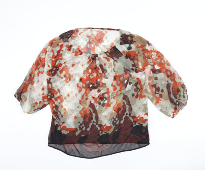 Additional front view of Autograph women’s multicoloured geometric polyester basic blouse, size UK 14, round neck
