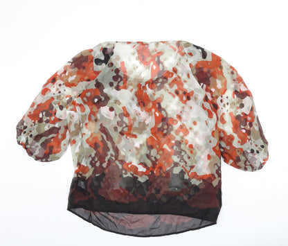 Back view of Autograph women’s multicoloured geometric polyester basic blouse, size UK 14, round neck