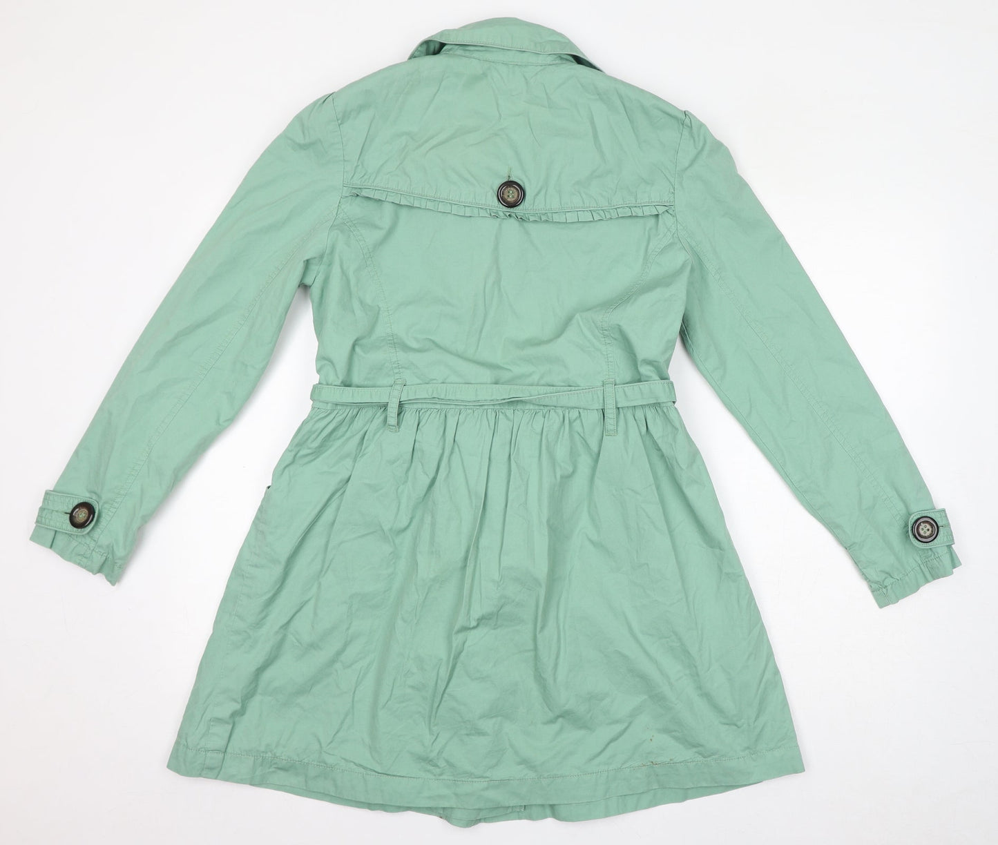 New Look Womens Green Overcoat Coat Size 14 Button