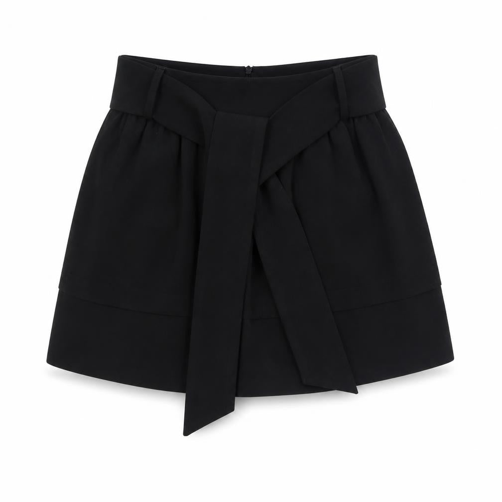Monsoon Womens Black Polyester A-Line Skirt Size 6 Zip - Pockets, Belted