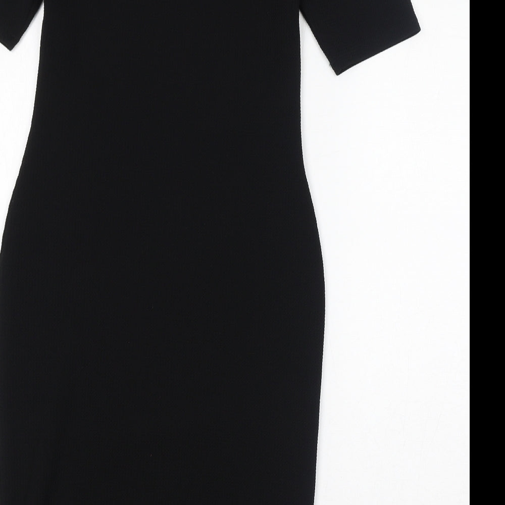 Dorothy Perkins Womens Black Polyester Bodycon Size 8 Round Neck Pullover