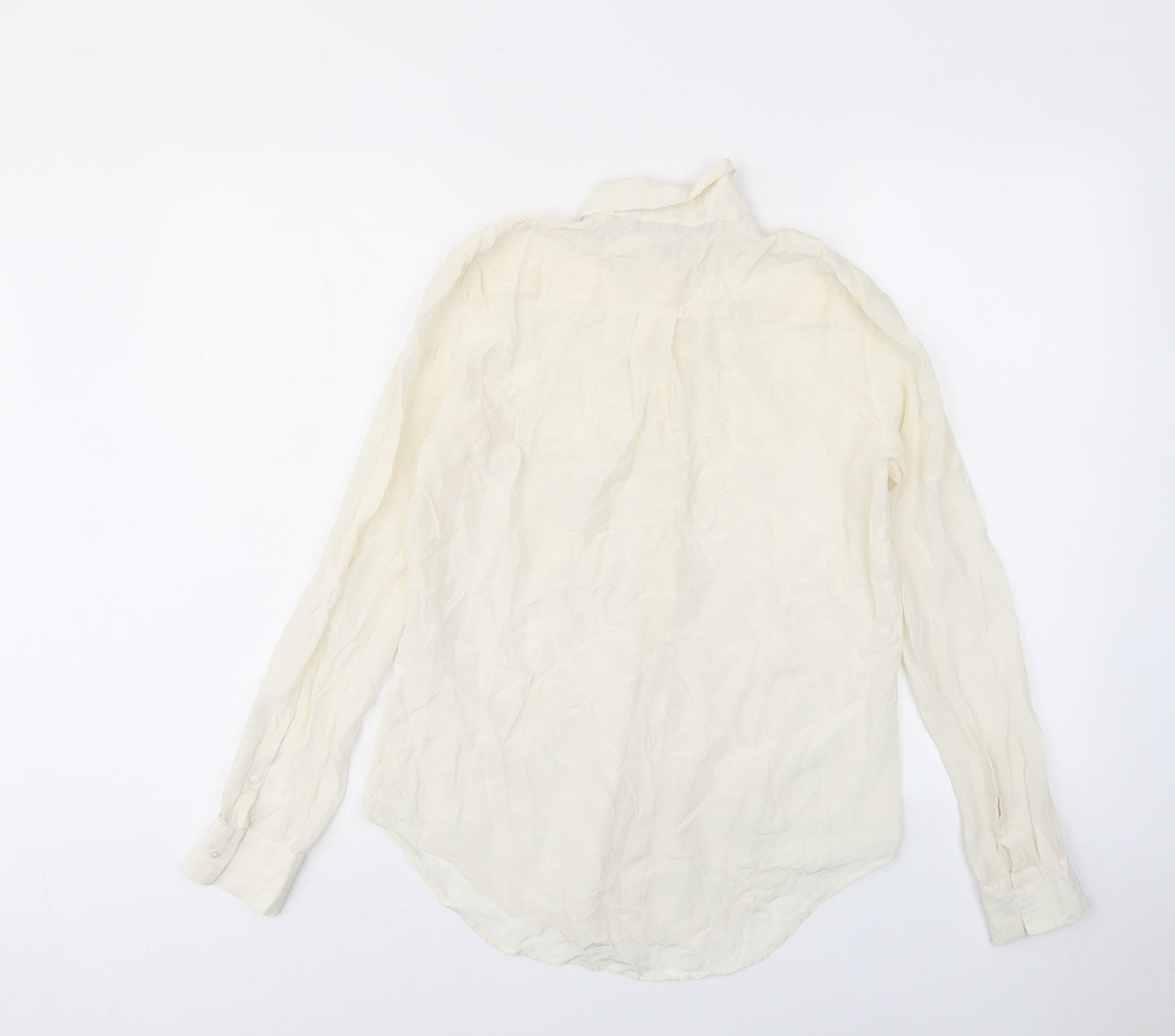 Zara Womens Ivory Polyester Basic Button-Up Size M Collared