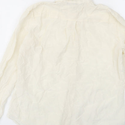Zara Womens Ivory Polyester Basic Button-Up Size M Collared