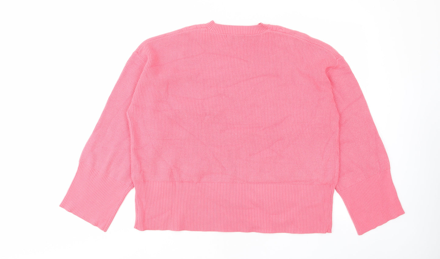 Marks and Spencer Womens Pink Crew Neck Viscose Pullover Jumper Size L