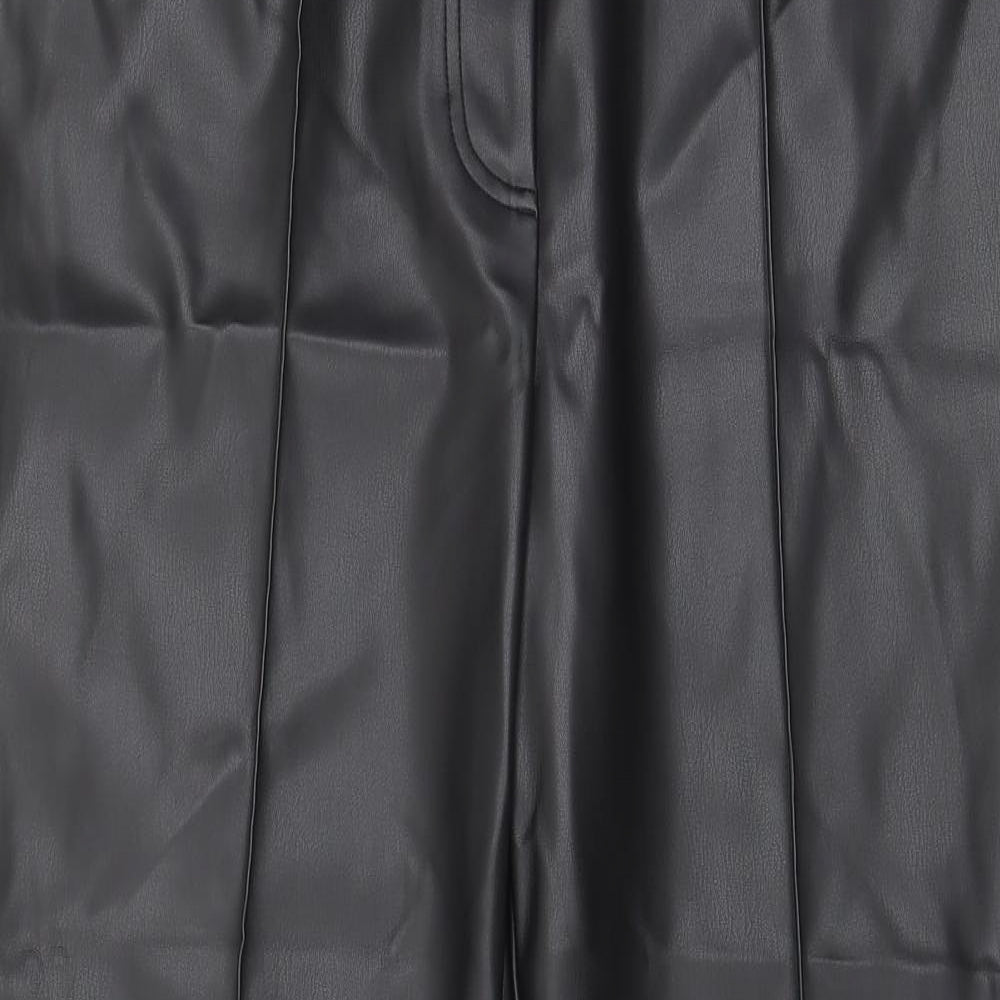 Marks and Spencer Womens Black Polyester Trousers Size 14 L28 in Regular Hook & Eye - Pockets, Belt Loops