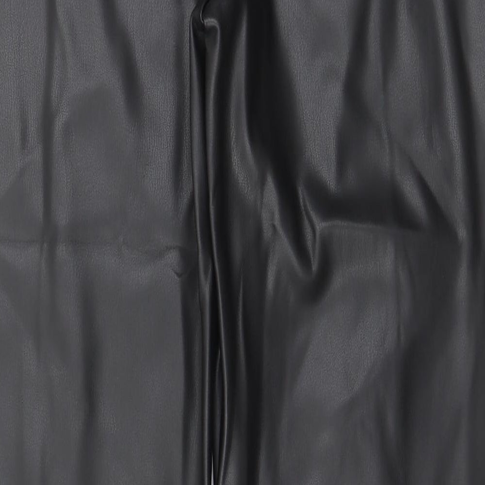Marks and Spencer Womens Black Polyester Trousers Size 14 L28 in Regular Hook & Eye - Pockets, Belt Loops