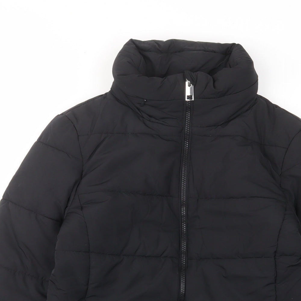 Marks and Spencer Womens Black Quilted Jacket Size 8 Zip - Zip Pockets