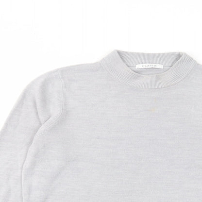 Classics Womens Grey Round Neck Acrylic Pullover Jumper Size 12