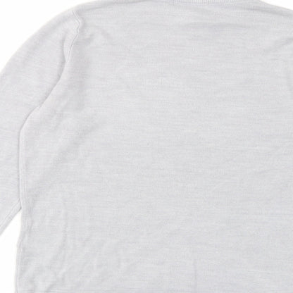 Classics Womens Grey Round Neck Acrylic Pullover Jumper Size 12