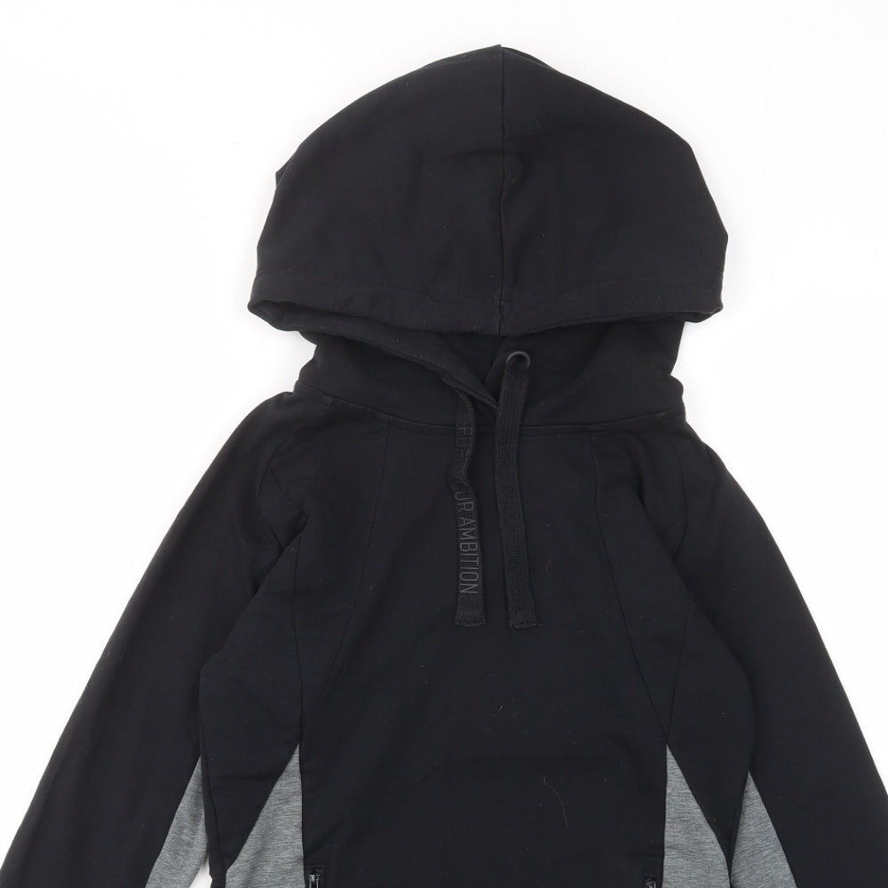 Myprotein Womens Black Cotton Pullover Hoodie Size S Pullover - Zip Pockets