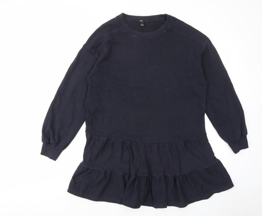 River Island Womens Blue Cotton Jumper Dress Size M Crew Neck Pullover