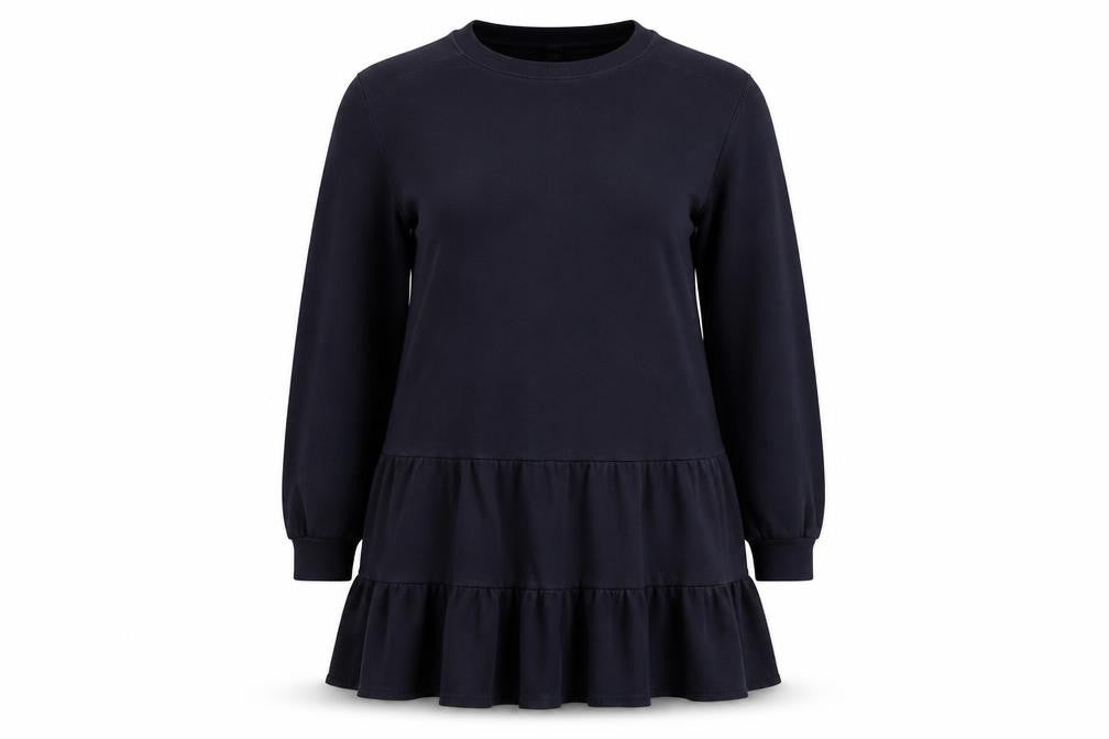 River Island Womens Blue Cotton Jumper Dress Size M Crew Neck Pullover