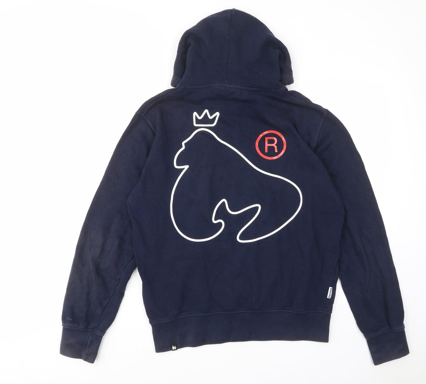 Money Mens Blue Cotton Pullover Hoodie Size M - Logo, Pockets