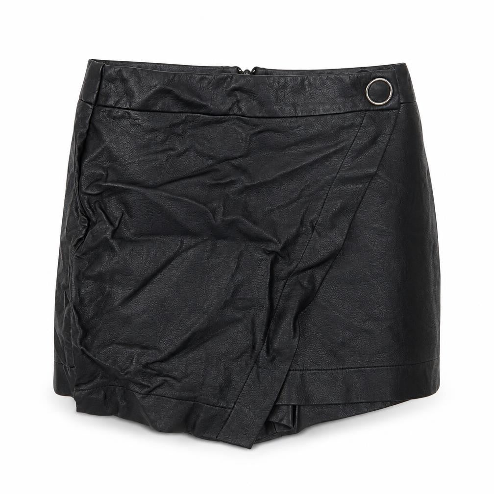 River Island Womens Black Polyurethane A-Line Skirt Size 8 Button