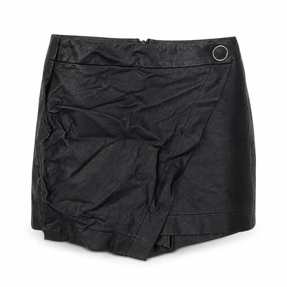 River Island Womens Black Polyurethane A-Line Skirt Size 8 Button