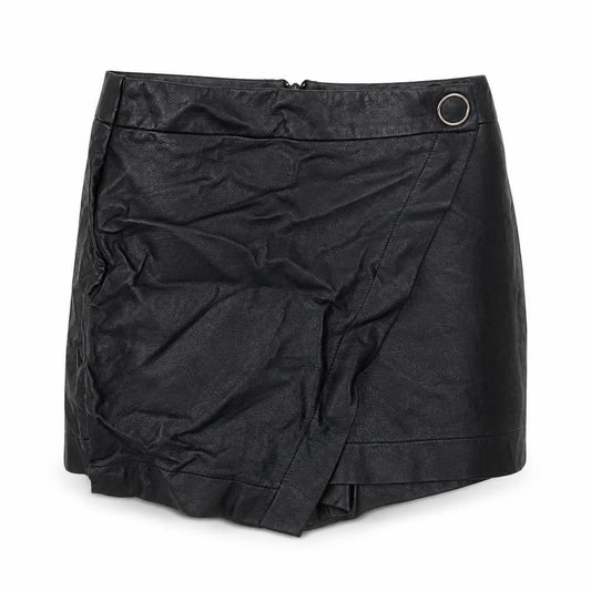 River Island Womens Black Polyurethane A-Line Skirt Size 8 Button
