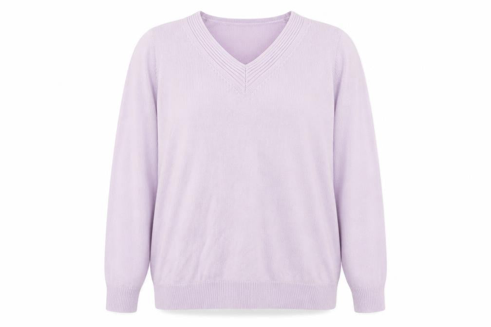 Damart Womens Purple V-Neck Acrylic Pullover Jumper Size 18