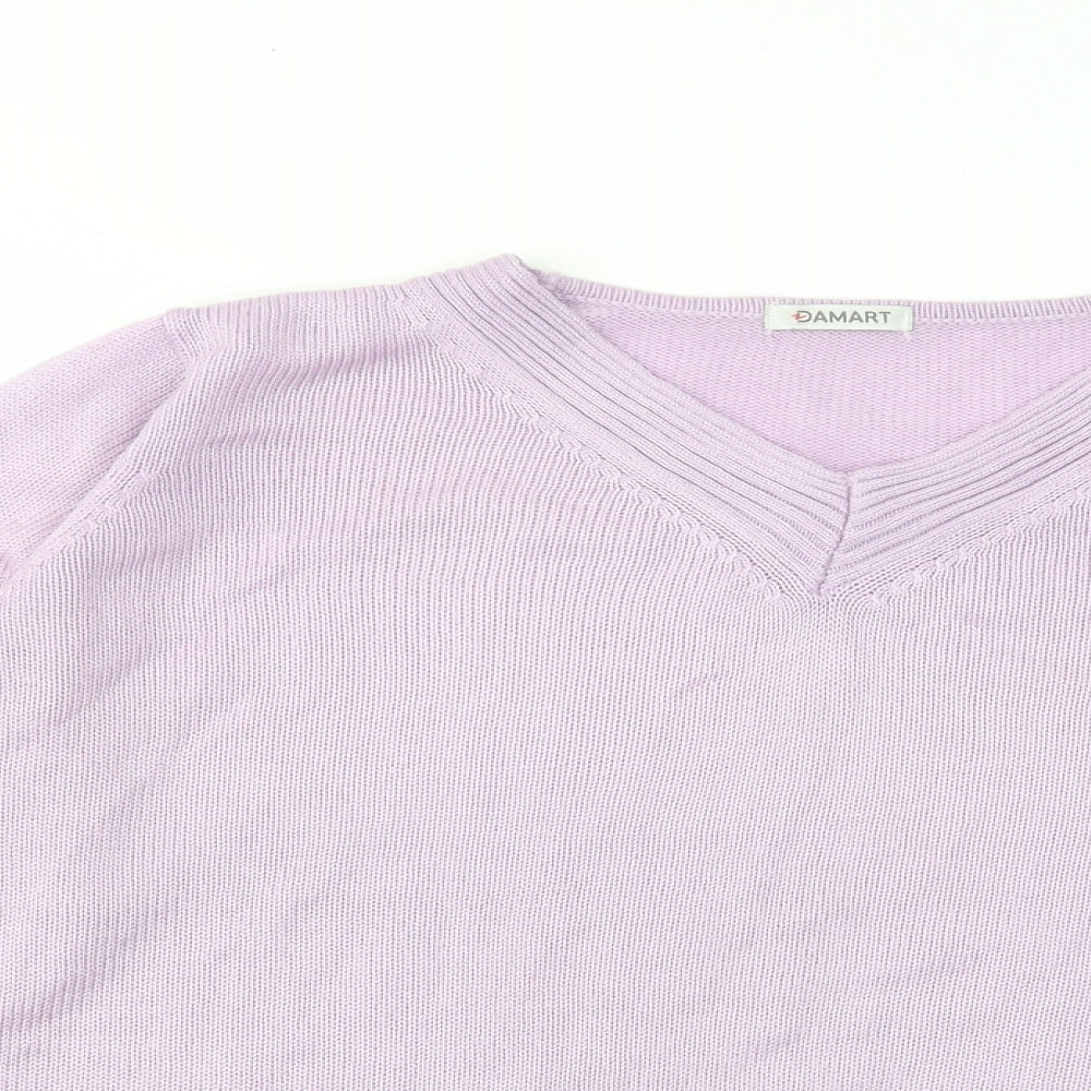 Damart Womens Purple V-Neck Acrylic Pullover Jumper Size 18