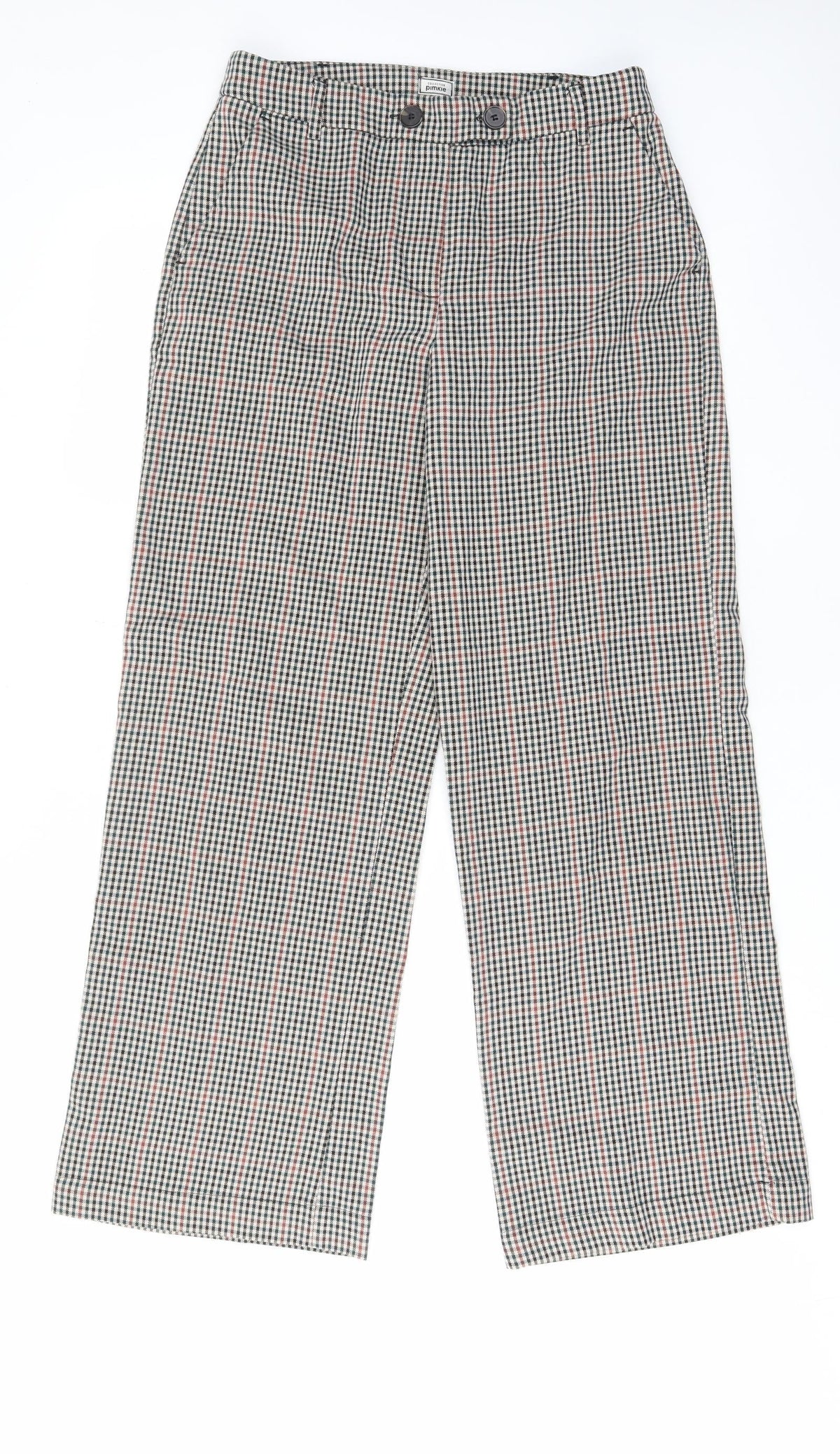 Pimkie Womens Multicoloured Plaid Polyester Trousers Size 10 L30 in Regular Button - Pockets, Belt Loops