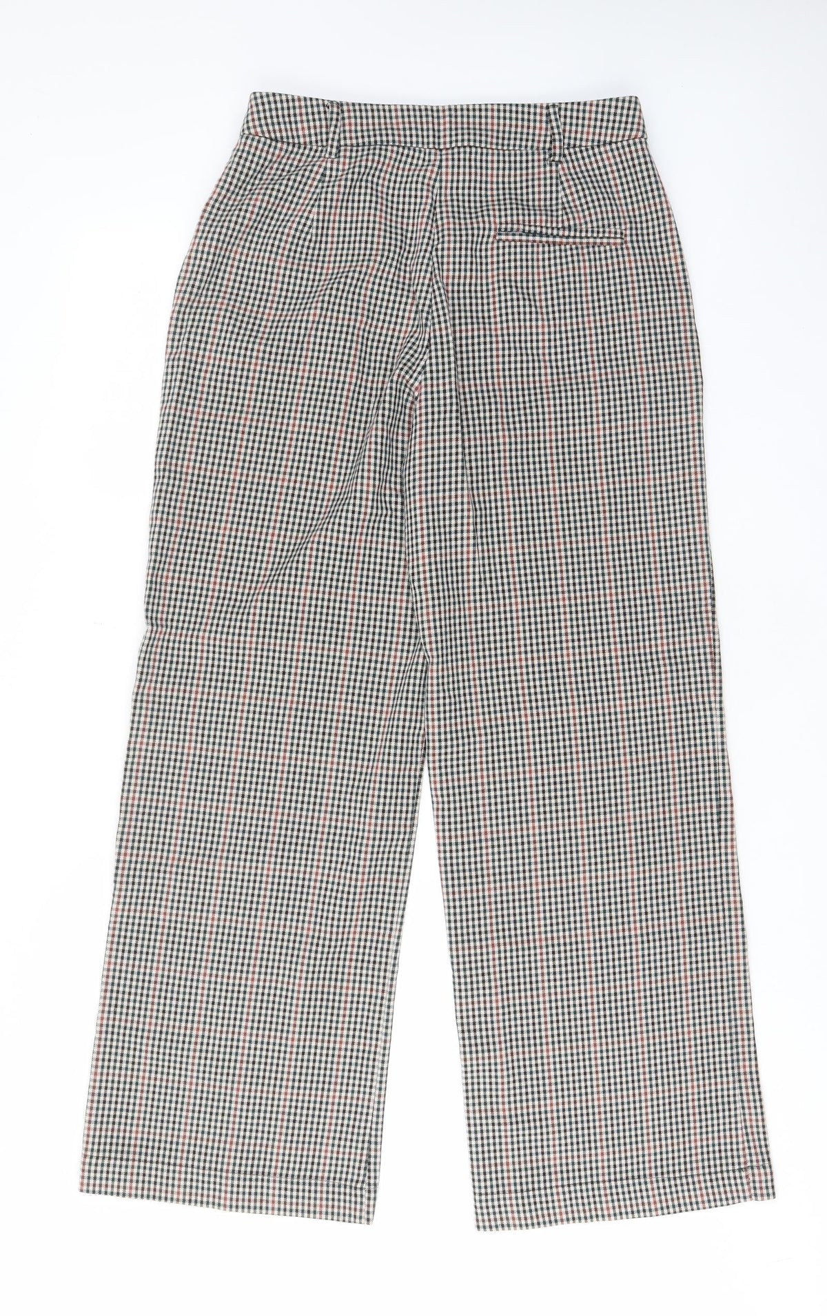 Pimkie Womens Multicoloured Plaid Polyester Trousers Size 10 L30 in Regular Button - Pockets, Belt Loops