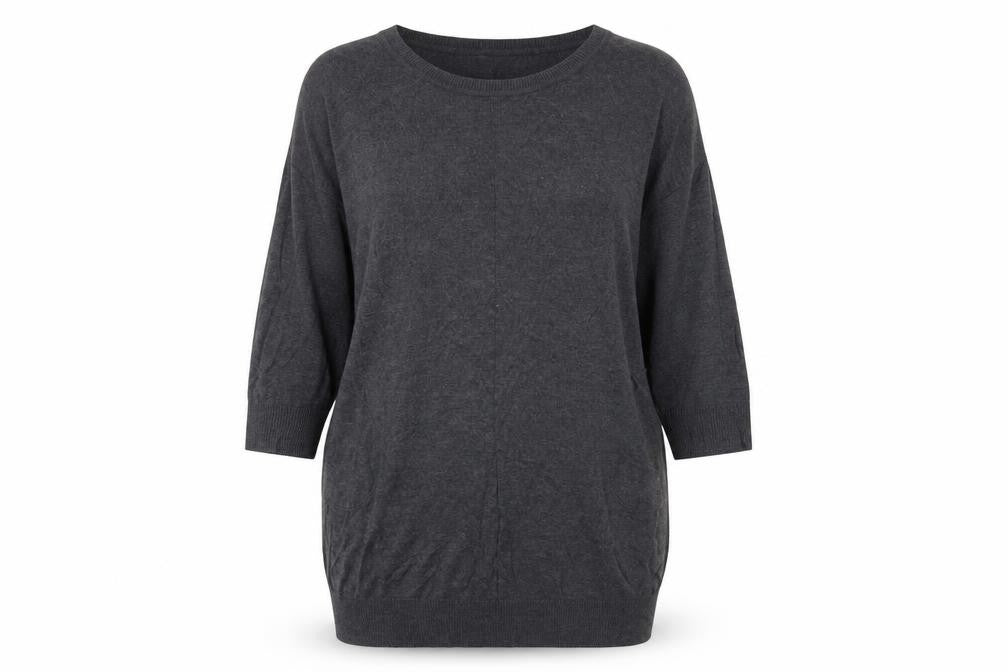 H&M Womens Grey Cotton Jumper Dress Size M Crew Neck Pullover