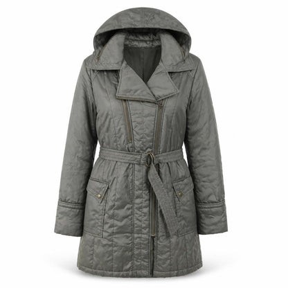 Rosseti Womens Green Quilted Coat Size 10 Zip - Zip Pockets, Belted