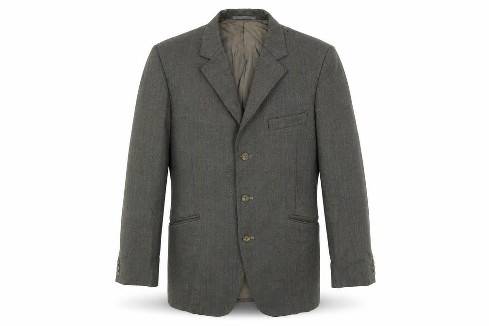 Hector Powe Mens Grey Striped Polyester Jacket Suit Jacket Size 36 Regular
