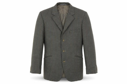 Hector Powe Mens Grey Striped Polyester Jacket Suit Jacket Size 36 Regular
