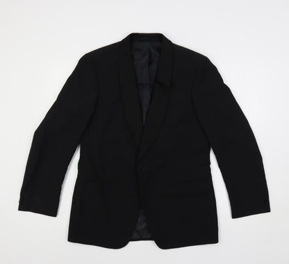 Hornes Mens Black Polyester Tuxedo Suit Jacket Size 38 Regular