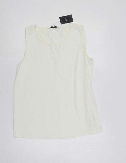 Preloved NEXT Womens Ivory Polyester Basic Blouse Size 12 Round Neck - Lace Detail - Front