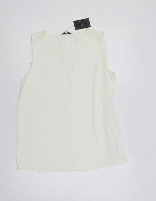 NEXT Womens Ivory Polyester Basic Blouse Size 12 Round Neck - Lace Detail
