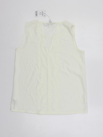 Preloved NEXT Womens Ivory Polyester Basic Blouse Size 12 Round Neck - Lace Detail - Back