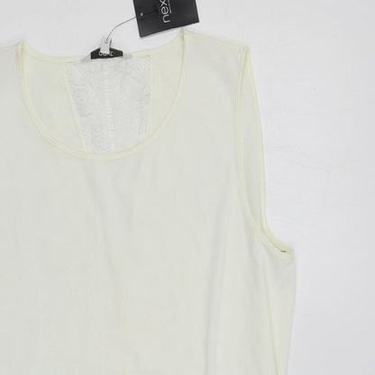 Preloved NEXT Womens Ivory Polyester Basic Blouse Size 12 Round Neck - Lace Detail - Detail