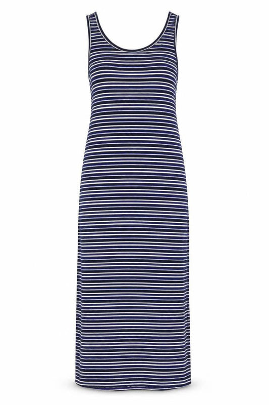 Dorothy Perkins Womens Blue Striped Polyester Maxi Size 8 Scoop Neck Pullover