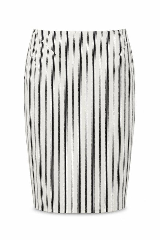 Marks & Spencer Womens White Striped Cotton Straight & Pencil Skirt Size 10 Zip