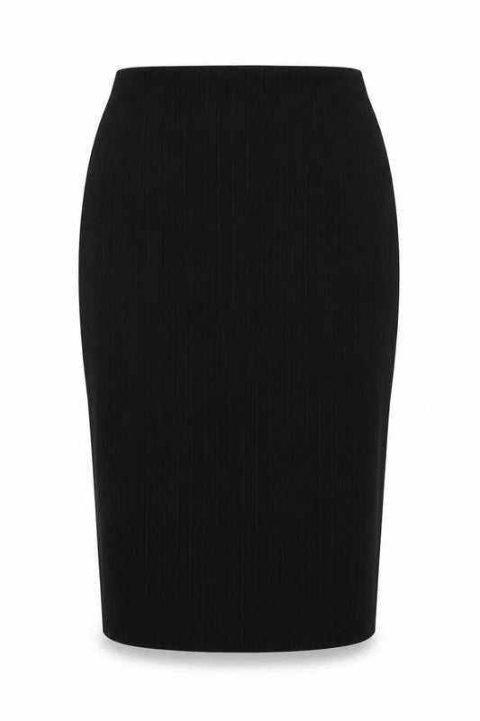 New Look Womens Black Polyester Straight & Pencil Skirt Size 6 Zip - Ribbed