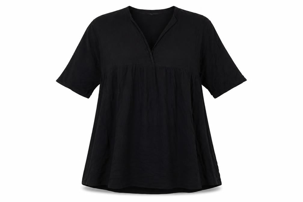 Zara Womens Black Cotton Trapeze & Swing Size M V-Neck Pullover