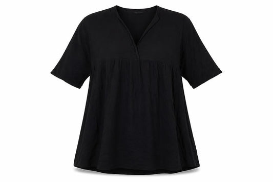 Zara Womens Black Cotton Trapeze & Swing Size M V-Neck Pullover