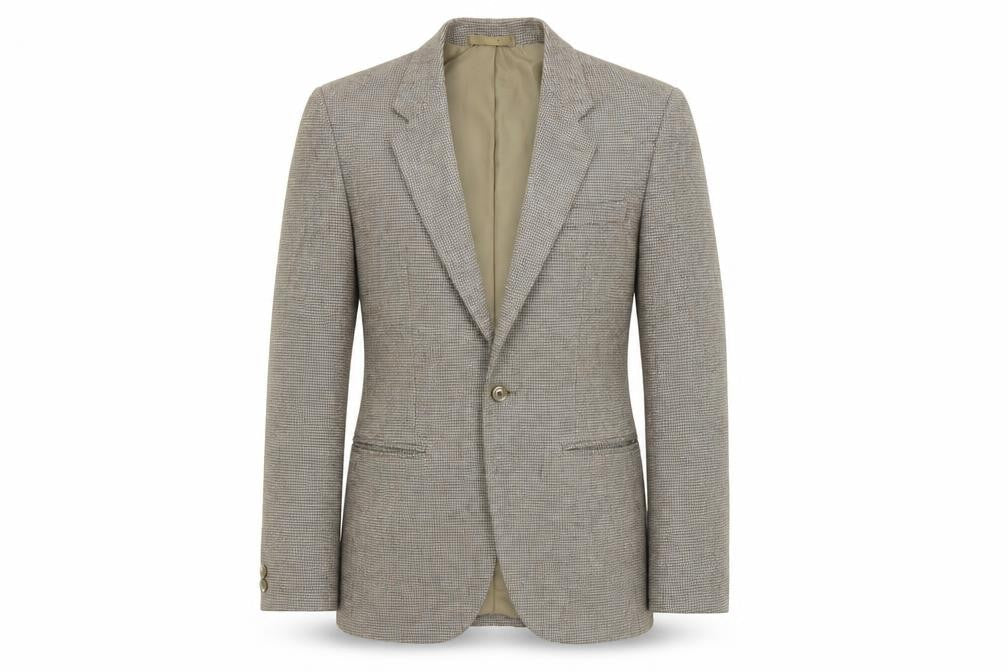 Stefan Mens Beige Geometric Polyester Jacket Blazer Size 36 Regular
