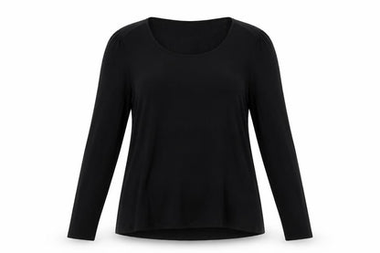 Paraphrase Womens Black Polyester Basic Blouse Size M Round Neck