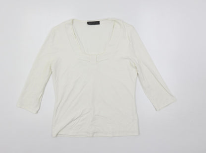 Additional front view of Alex & Co. women’s white viscose basic blouse, size UK 12, scoop neck